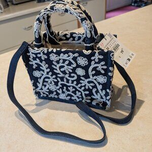 ZARA Denim, embroidered and beaded purse